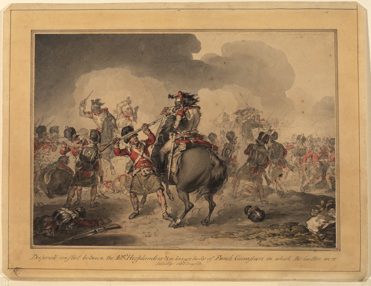 42nd Highlanders a Waterloo, 1815 da John Augustus Atkinson