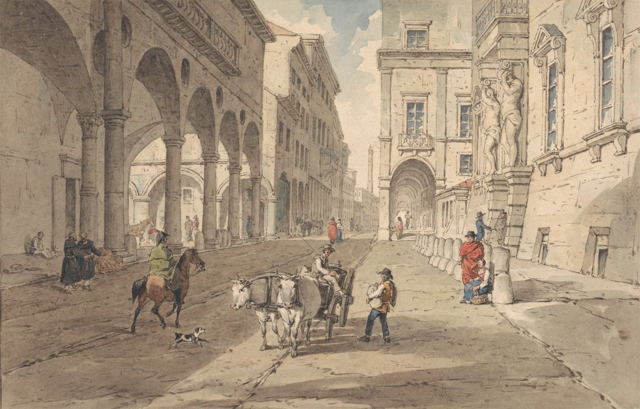 Bologna, Vista in Strada Maggiore da John Augustus Atkinson