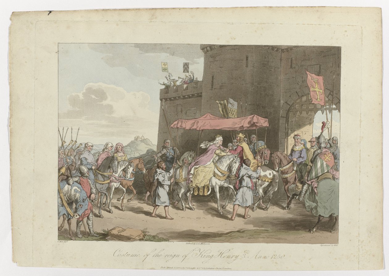 Costume del regno di Re Enrico III, Anno 1250, 1 marzo 1814 da John Augustus Atkinson