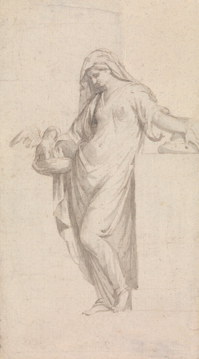 Figura femminile allegorica: pietà che tiene un nido di pellicani da John Bacon