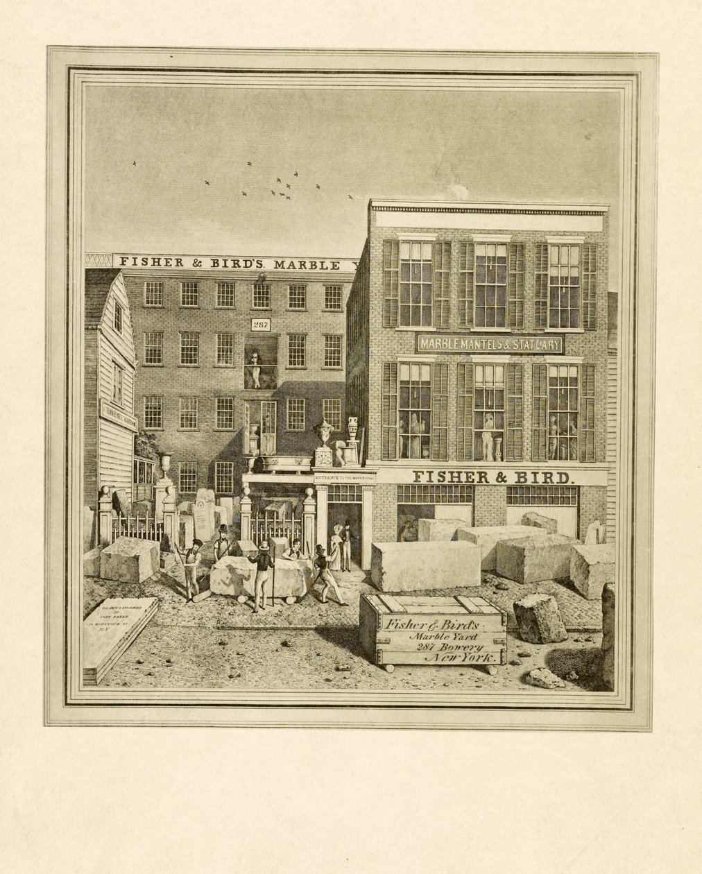 Cortile di marmo di Fisher & Bird, pub. 1836 (incisione) da John Baker