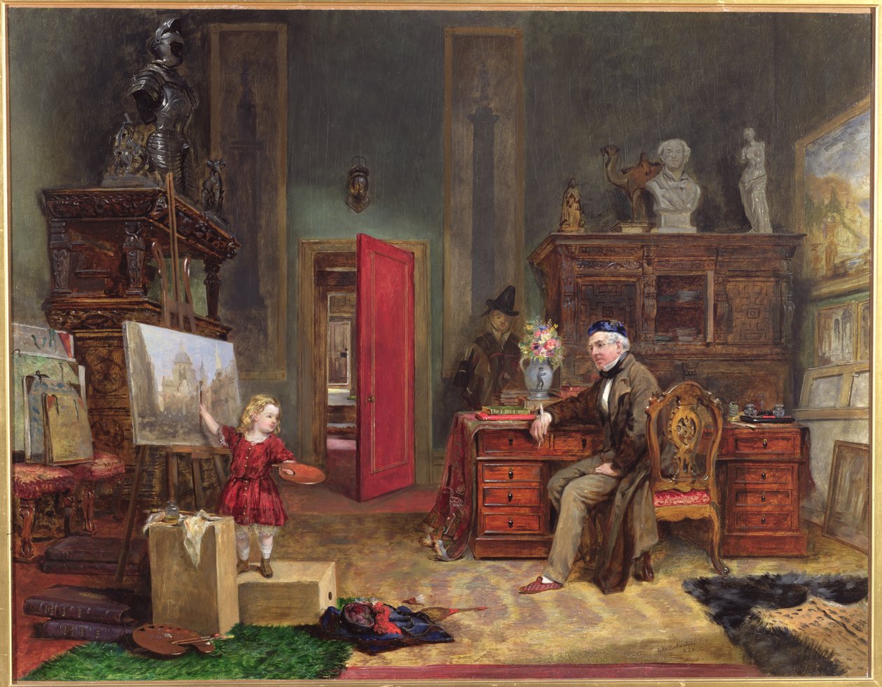 David Roberts (1796-1864) e sua nipote nel suo studio, c.1866 da John Ballantyne