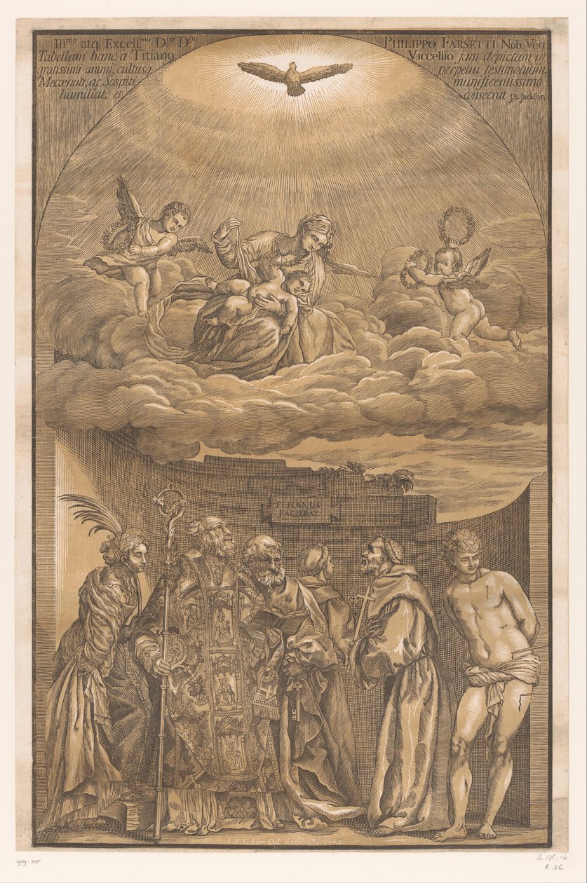 Maria tra le nuvole e sei santi da John Baptist Jackson