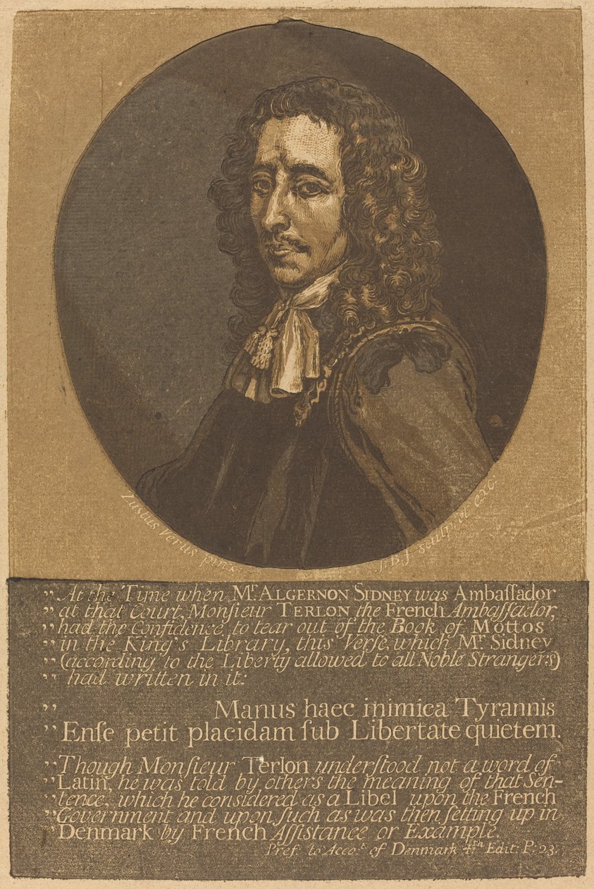 Algernon Sidney da John Baptist Jackson after Justus van Verus