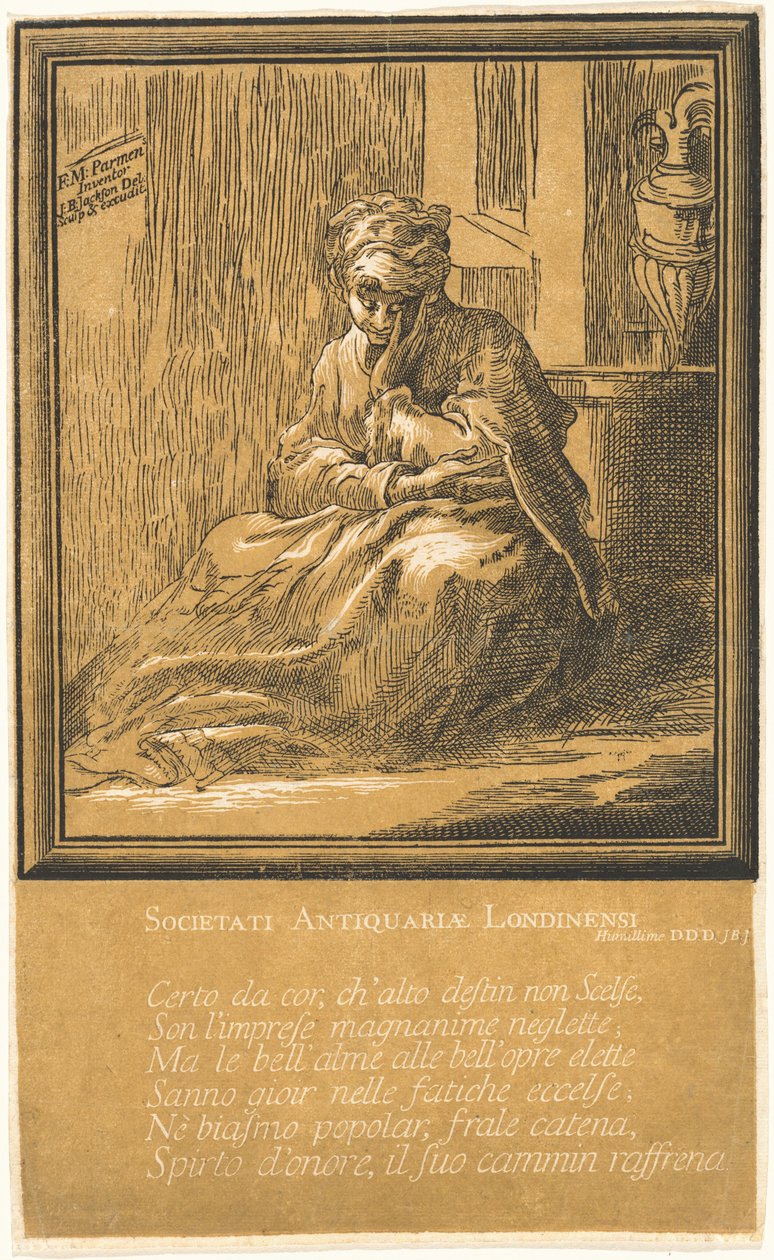 Donna che medita da John Baptist Jackson, after Parmigianino