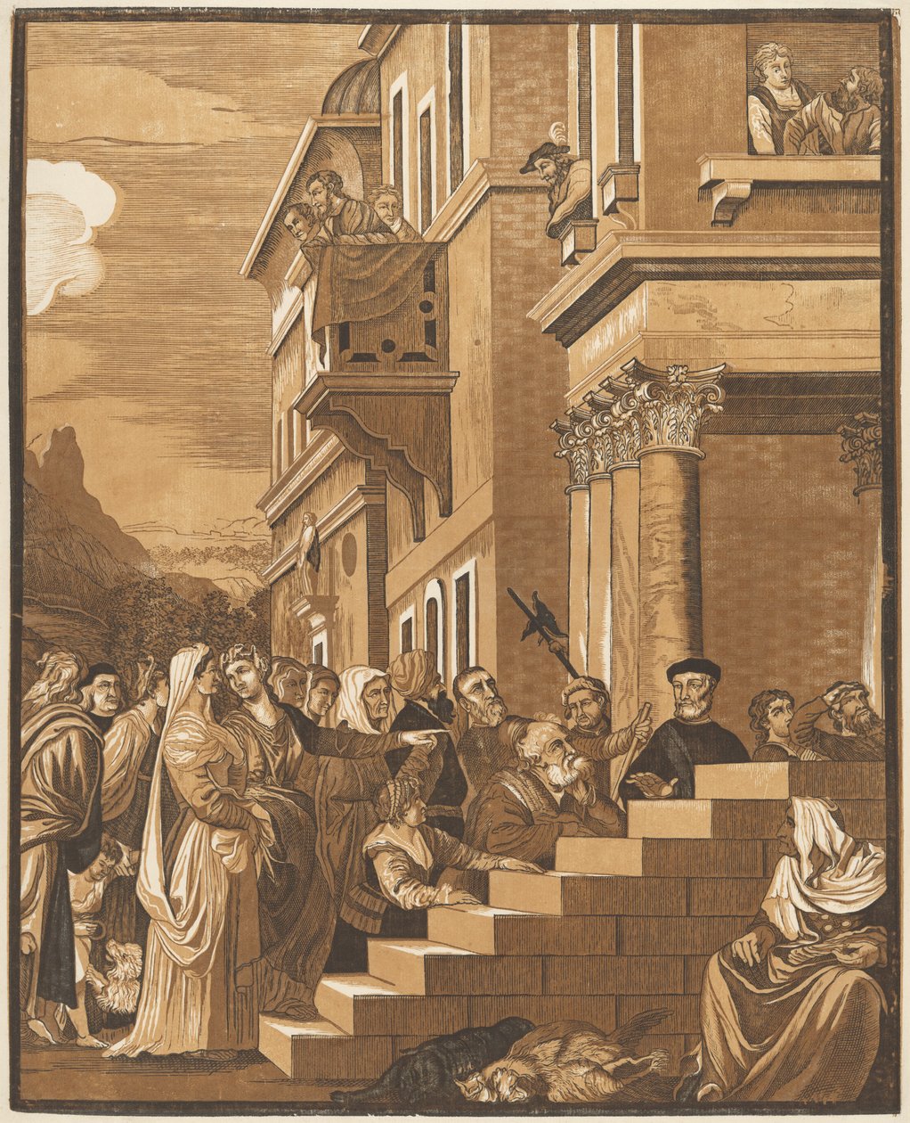 Presentazione della Vergine al Tempio (Pannello centrale) da John Baptist Jackson after Titian