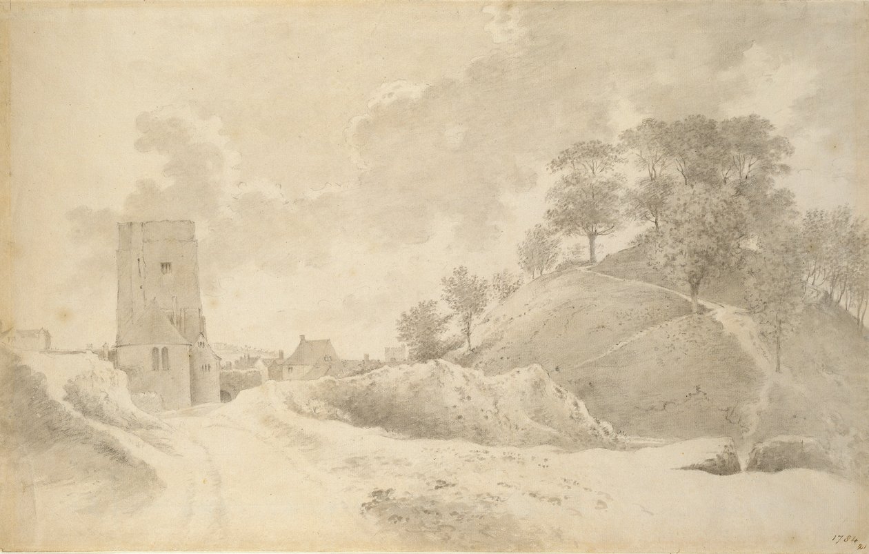 Castello di Oxford e il tumulo del castello, 27 maggio 1784 da John Baptist Malchair