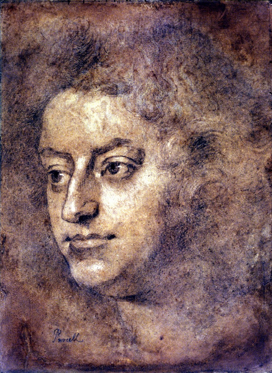 Ritratto di Henry Purcell (1659 - 1695), compositore inglese. Dipinto attribuito a Sir John Closterman. Gesso nero. 1695. Londra, National Portrait Gallery. da John Baptiste Closterman