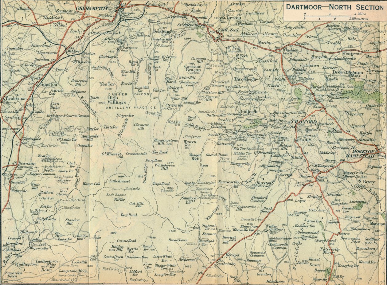 Dartmoor - Sezione Nord da John Bartholomew