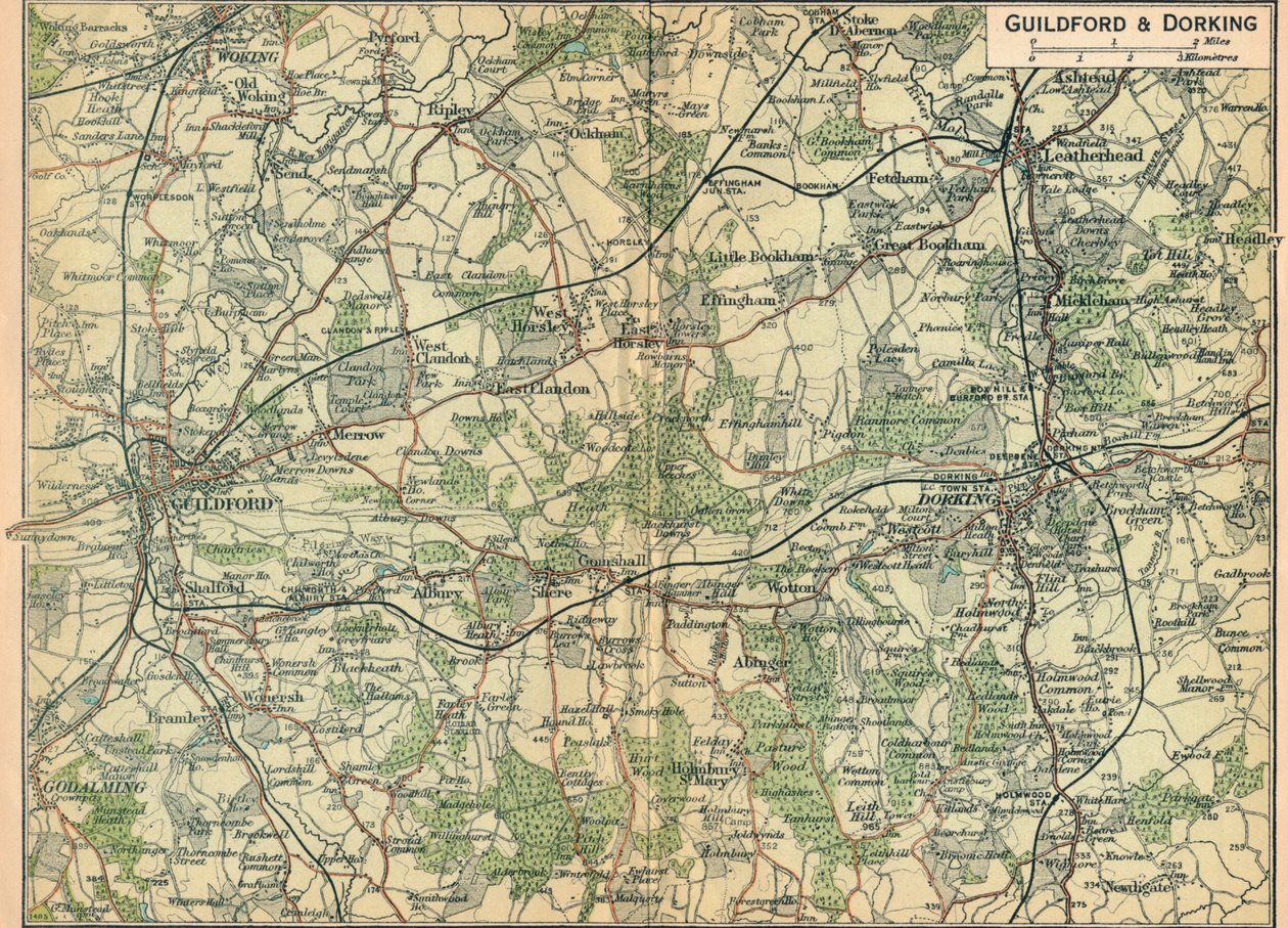 Guildford & Dorking, 20° secolo da John Bartholomew