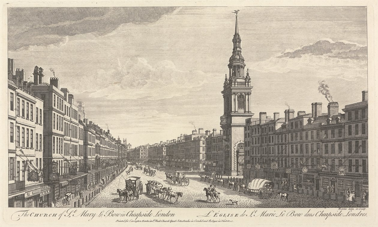 La chiesa di St. Mary le Bow a Cheapside, Londra da John Bowles
