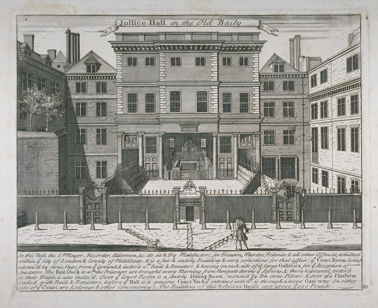 Veduta della Sala della Giustizia, Old Bailey, c.1740 da John Bowles