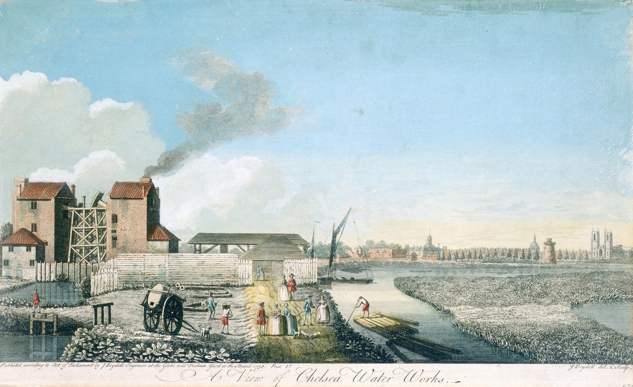 Una vista delle opere idriche di Chelsea, 1750 da John Boydell
