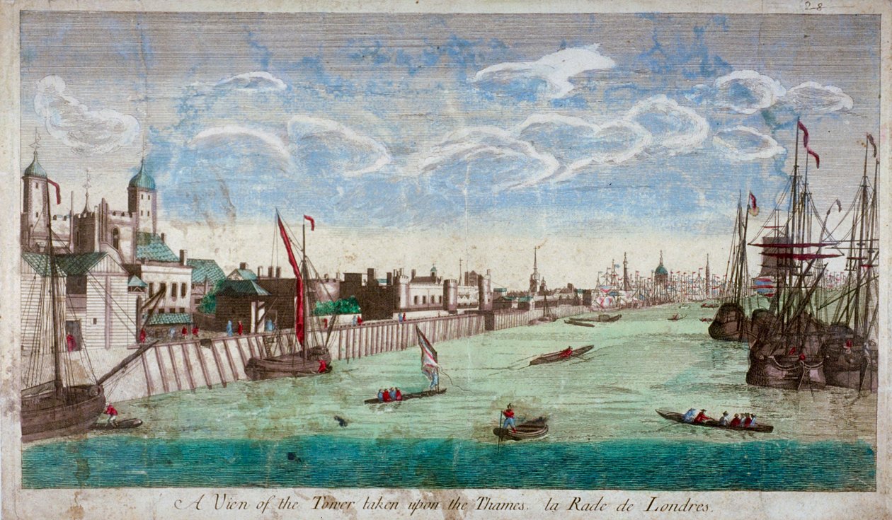 Veduta della Torre di Londra con barche sul fiume Tamigi, 1751 da John Boydell