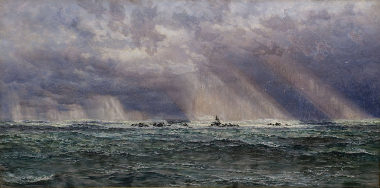 Una burrasca da nord-ovest al largo del faro di Longships da John Brett