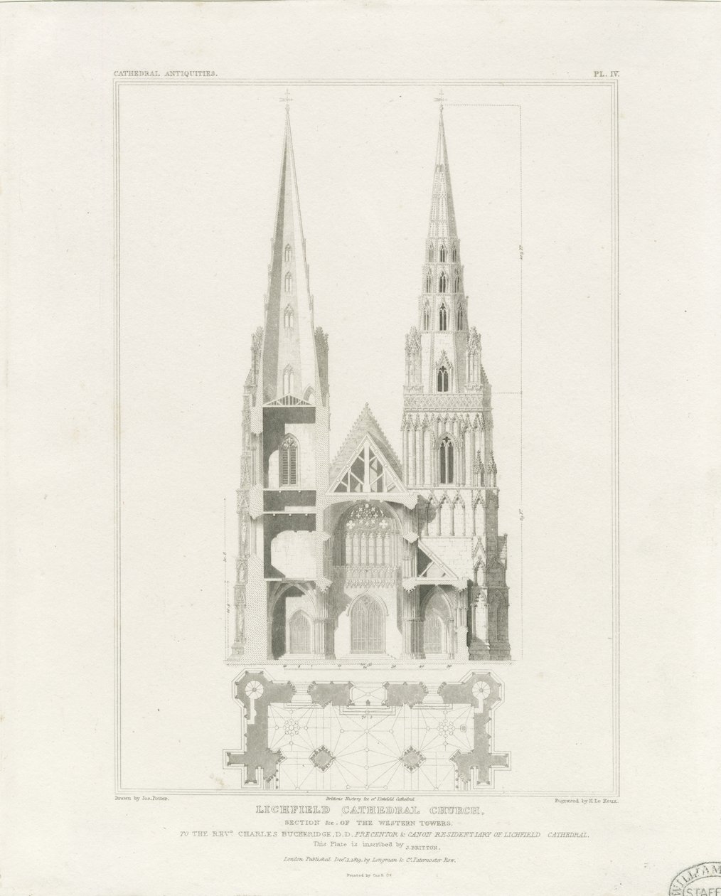 Cattedrale di Lichfield - Facciata Ovest da John Britton