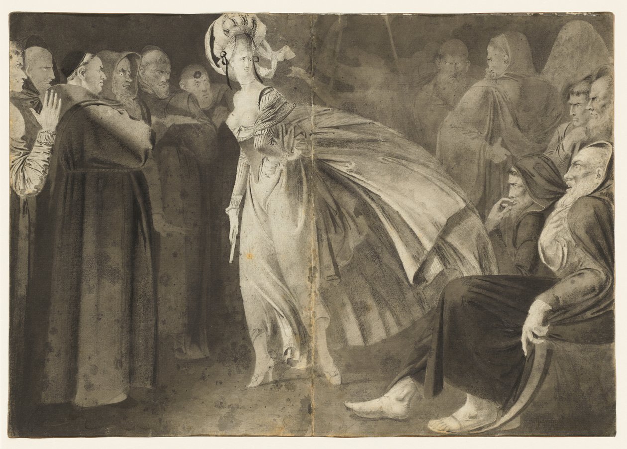 Donna in piedi tra i frati (recto) da John Brown