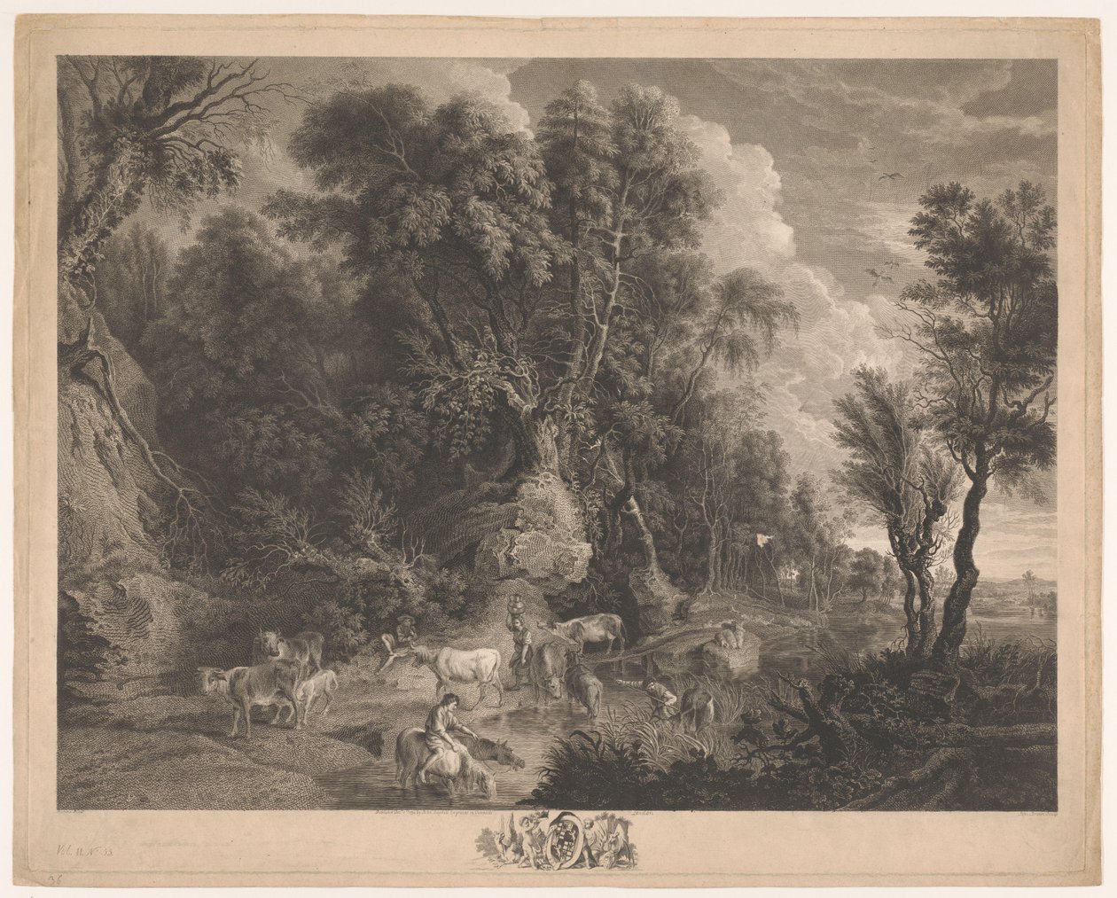 Paesaggio con pastori e gregge presso un abbeveratoio da John Browne