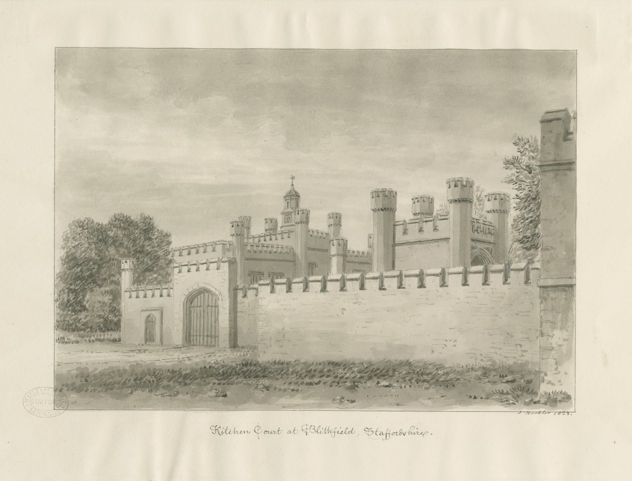 Blithfield Hall - Corte della Cucina da John Buckler