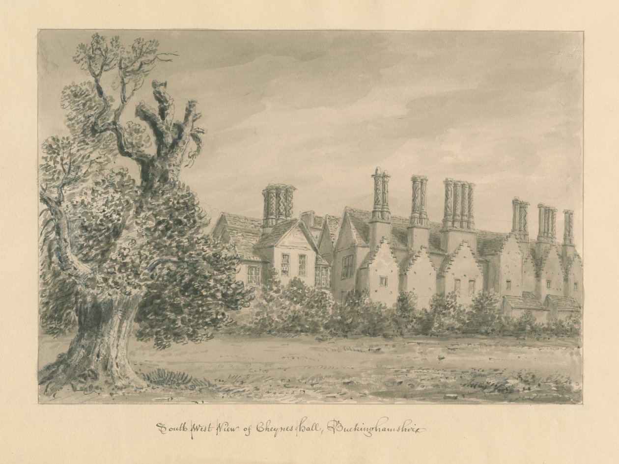 Buckinghamshire - Chenies Hall: disegno a seppia, 1824 da John Buckler