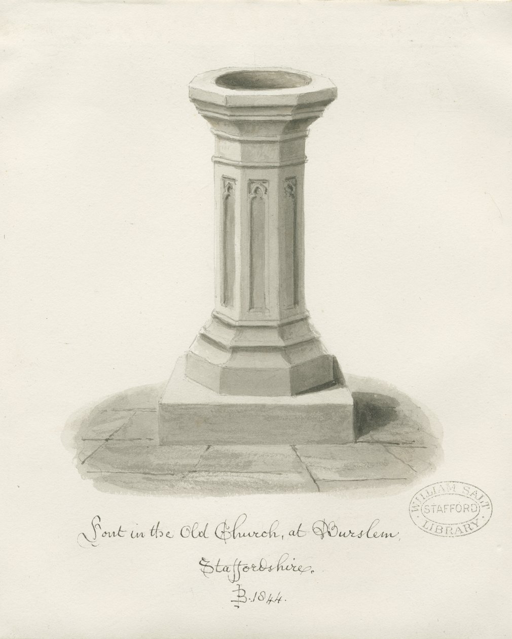 Burslem - Fonte nella Chiesa di San Giovanni da John Buckler