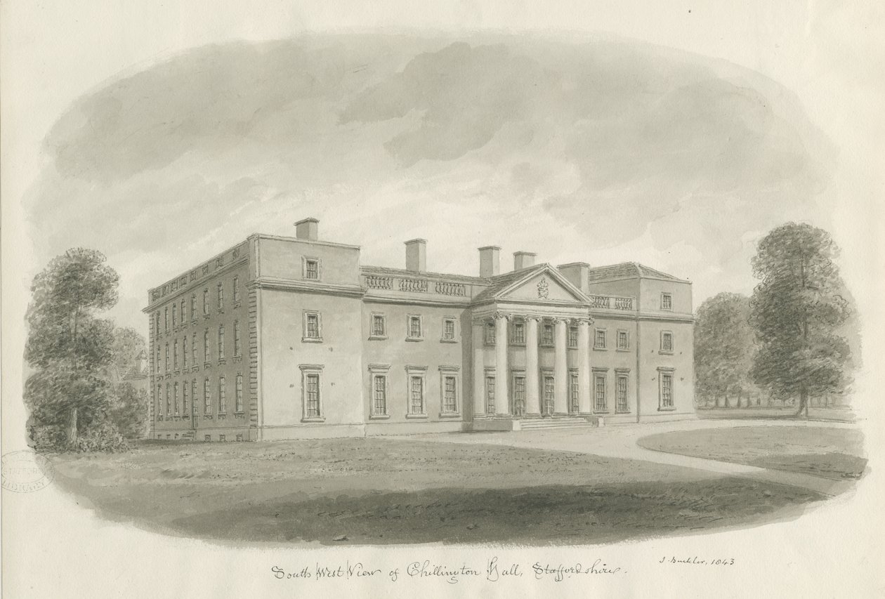Chillington Hall (disegno a seppia) da John Buckler