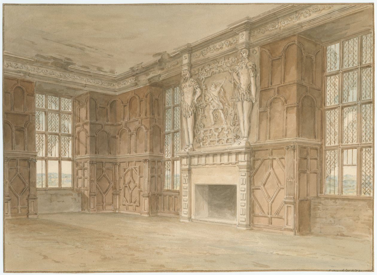 Derbyshire - Hardwick Hall - Interno della stanza da John Buckler