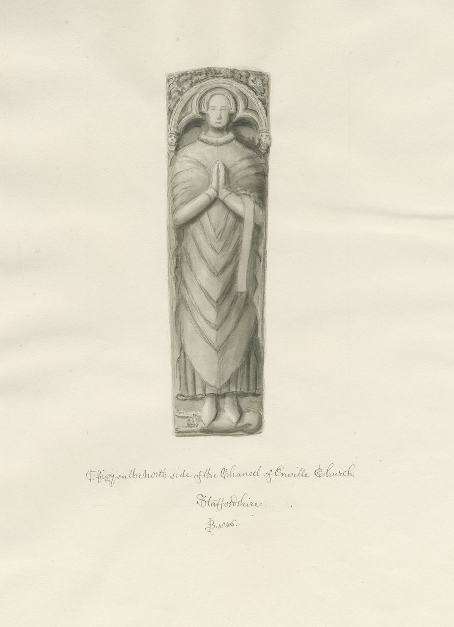 Chiesa di Enville - Effigie: disegno a seppia da John Buckler