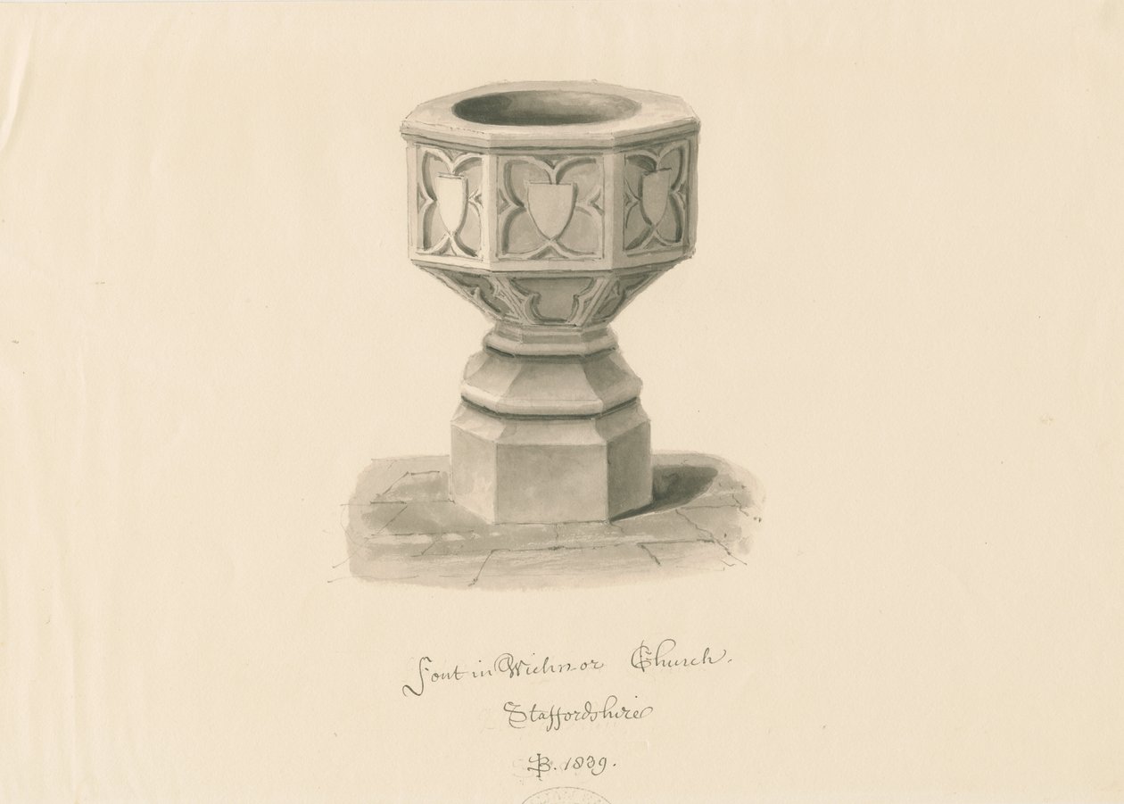 Fonte battesimale nella Chiesa di Wichnor da John Buckler