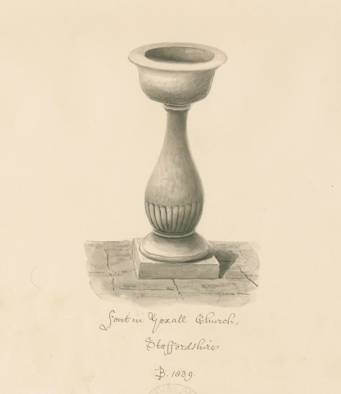 Fonte Battesimale nella Chiesa di Yoxall da John Buckler