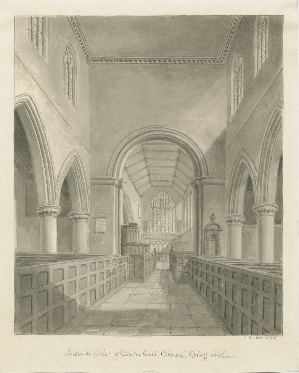 Interno della Chiesa di Eccleshall da John Buckler