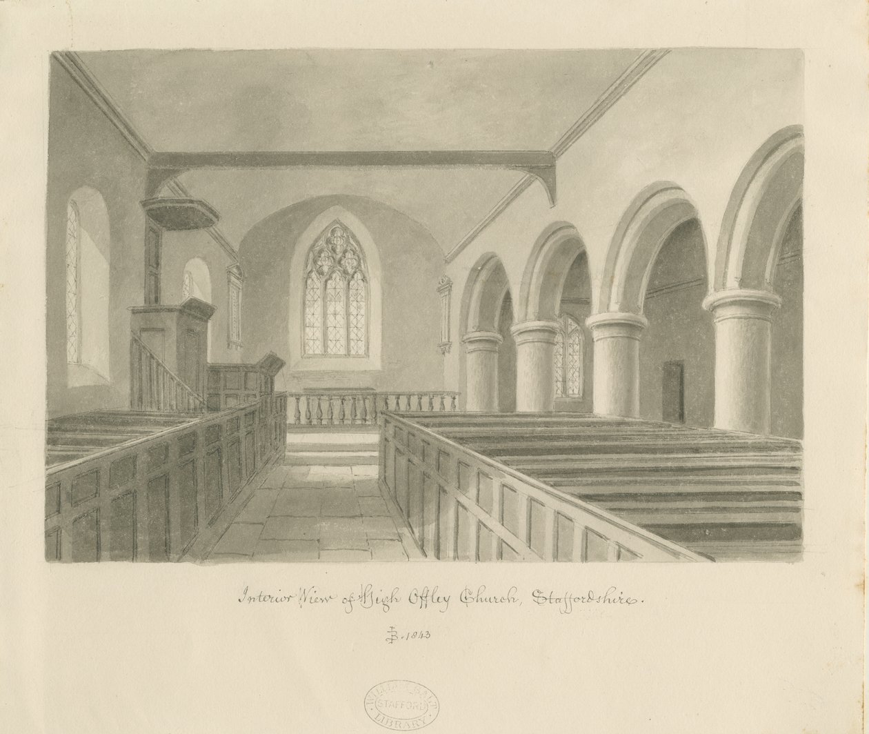 Interno della Chiesa di High Offley da John Buckler