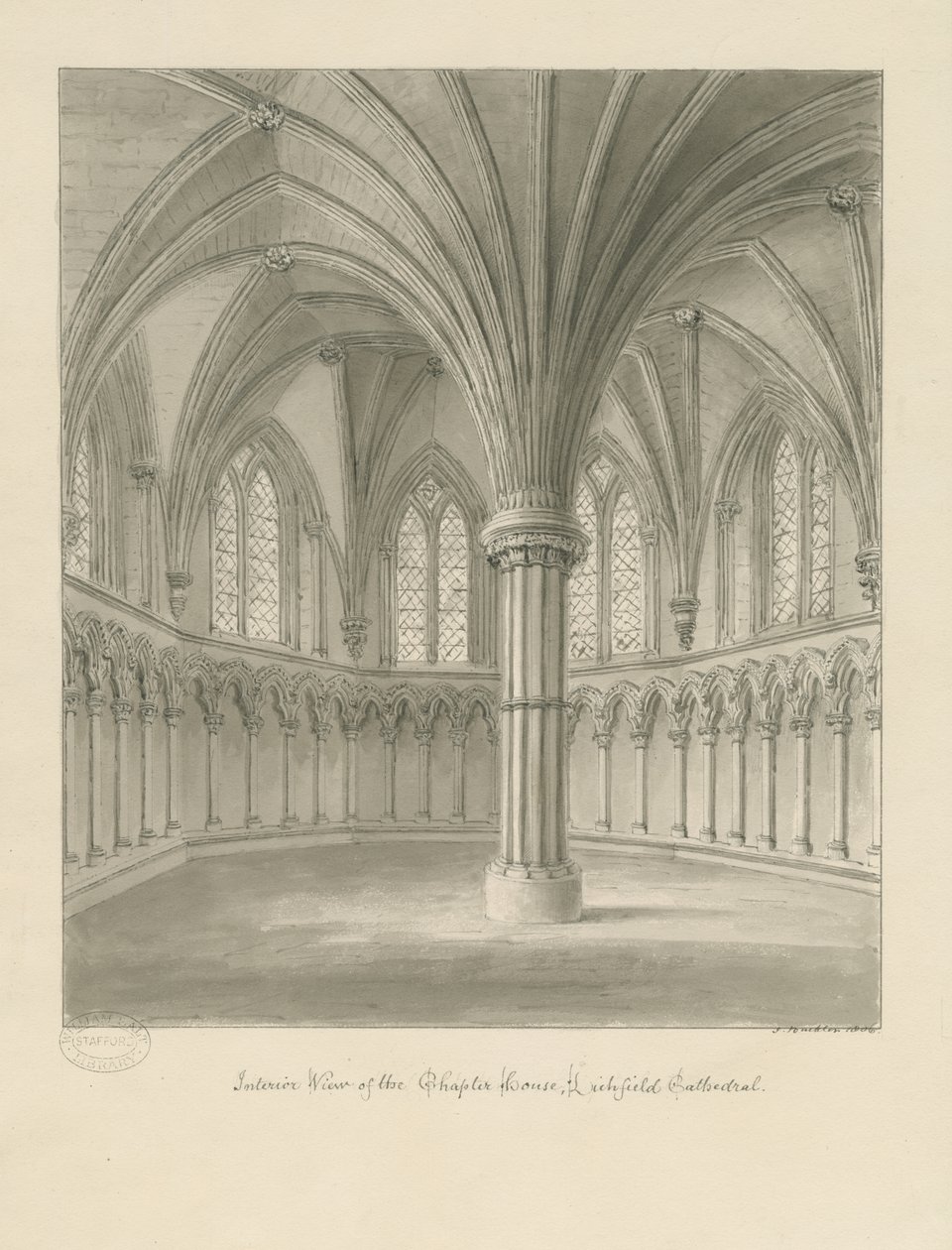 Interno della Cattedrale di Lichfield - Sala Capitolare da John Buckler