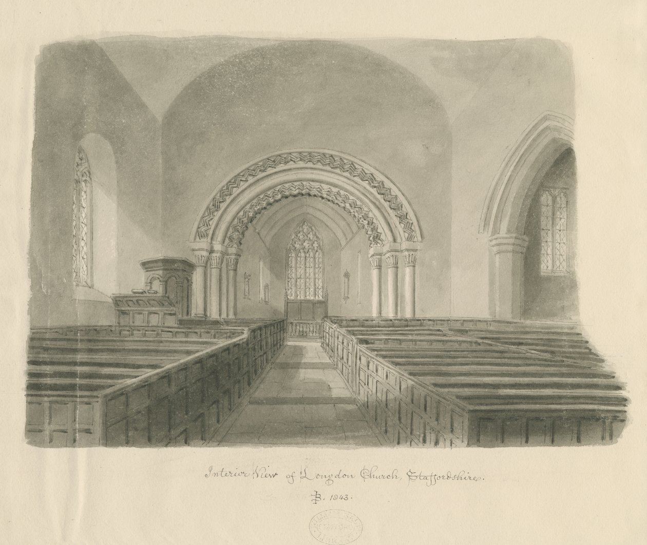 Interno della Chiesa di Longdon da John Buckler
