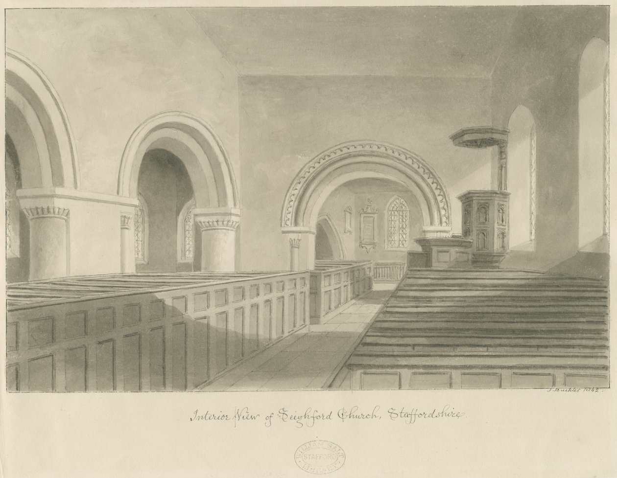 Interno della Chiesa di Seighford da John Buckler