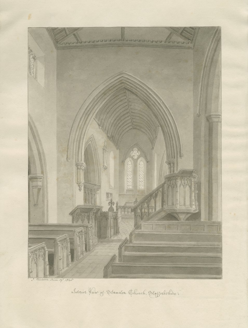 Interno della Chiesa di Standon da John Buckler