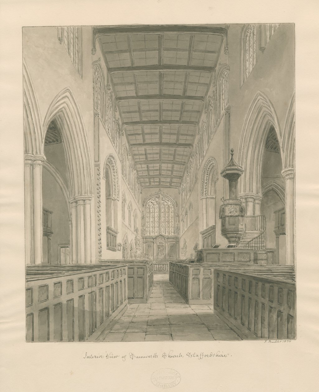 Interno della Chiesa di Tamworth da John Buckler