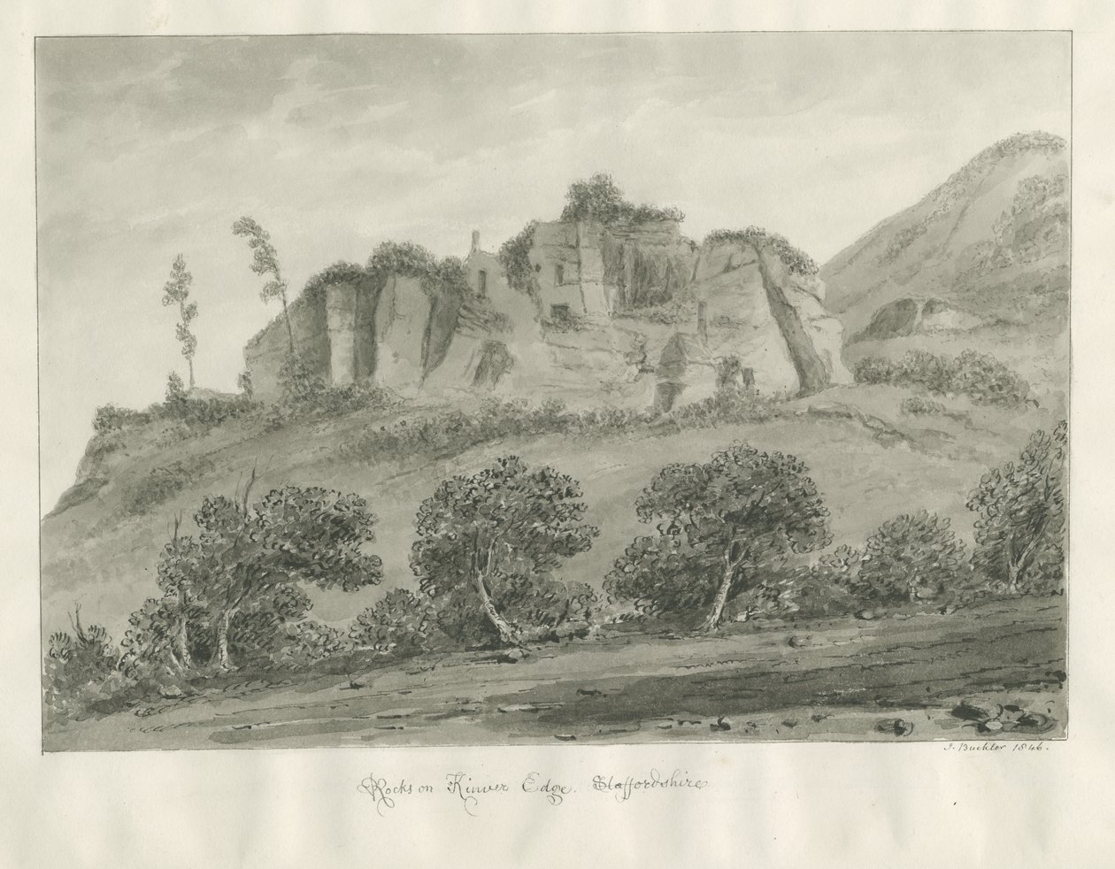 Kinver Edge: disegno seppia da John Buckler