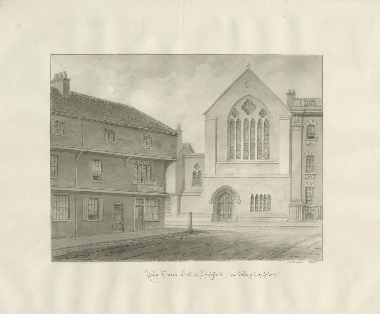 Lichfield - Municipio: disegno a seppia da John Buckler