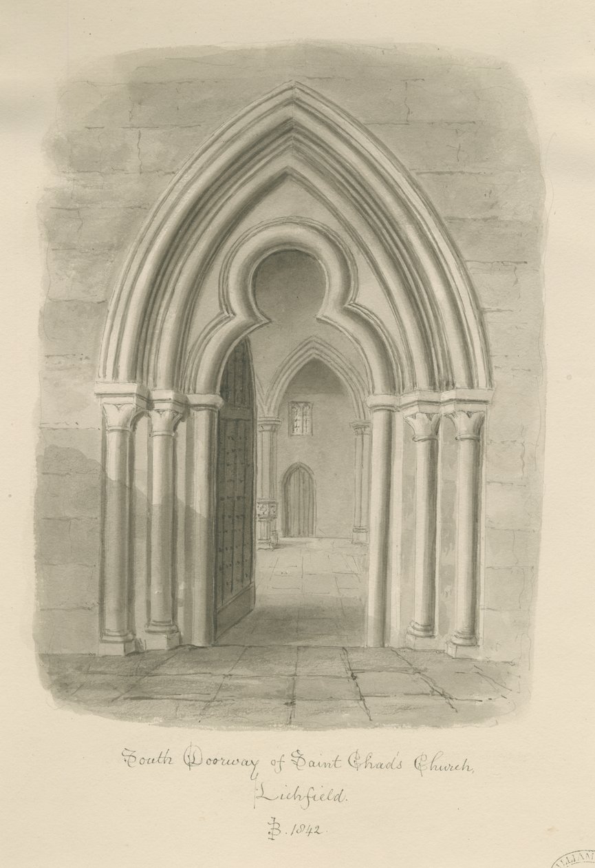 Lichfield - Portale Sud della Chiesa di San Chad da John Buckler
