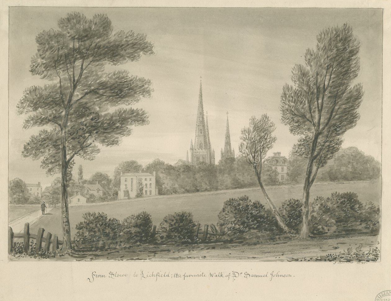 Lichfield - Stowe: disegno a seppia da John Buckler