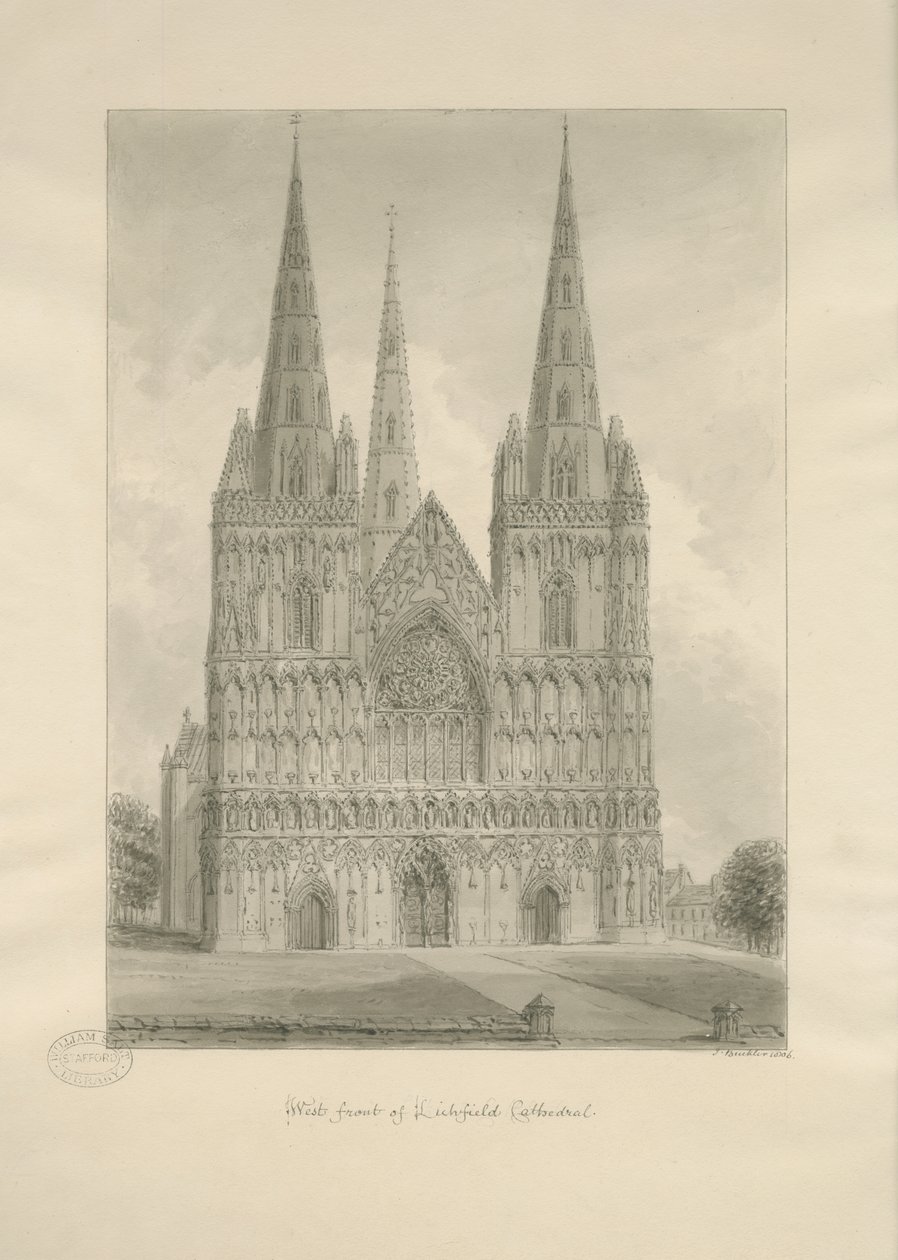 Cattedrale di Lichfield - Facciata ovest da John Buckler