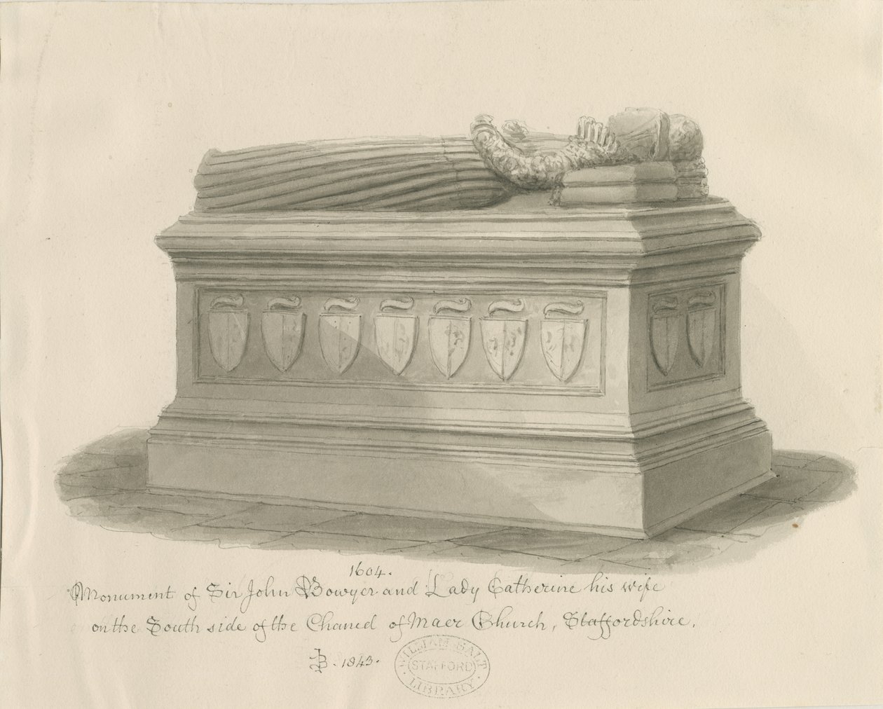 Maer Church - Monumento a Sir John Bowyer e Lady Catherine da John Buckler