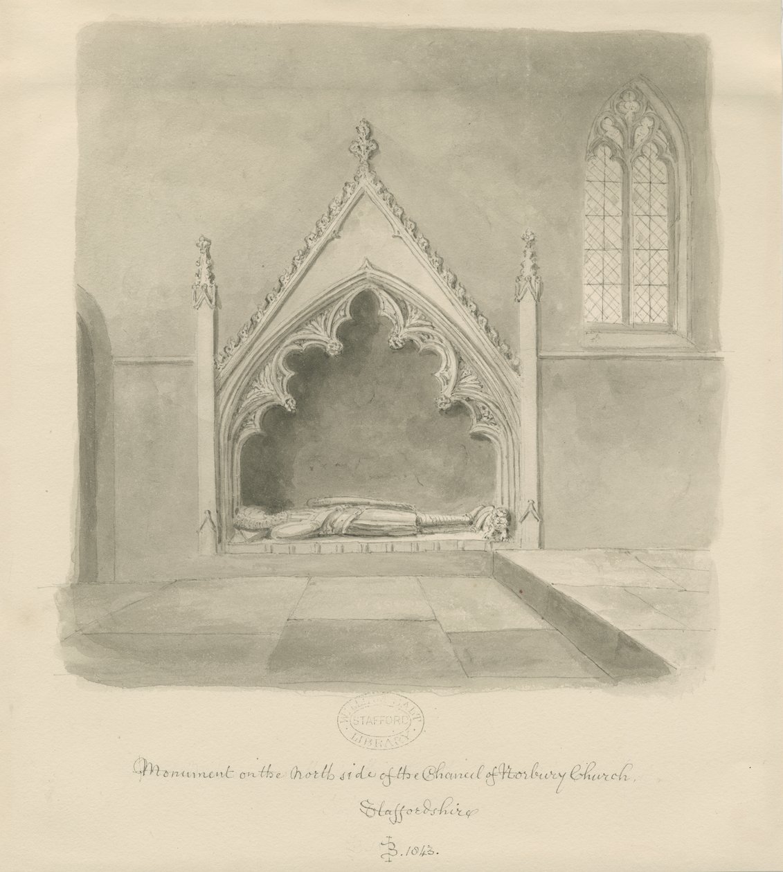 Chiesa di Norbury - Monumento a Ralph le Botiler da John Buckler