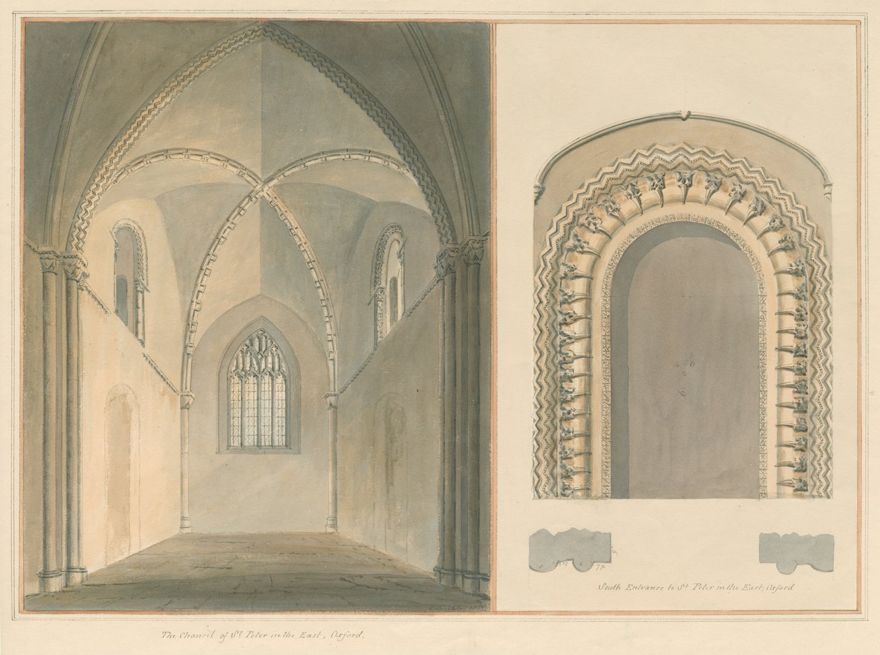 Oxfordshire - Oxford - Presbiterio e Ingresso Sud della Chiesa di San Pietro in Oriente da John Buckler