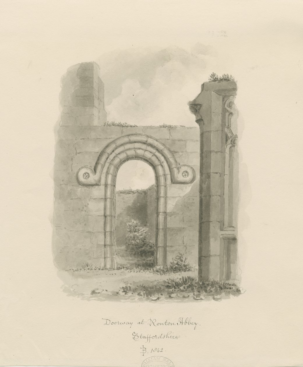 Ranton Abbey [Priory] - Resti di un portale da John Buckler