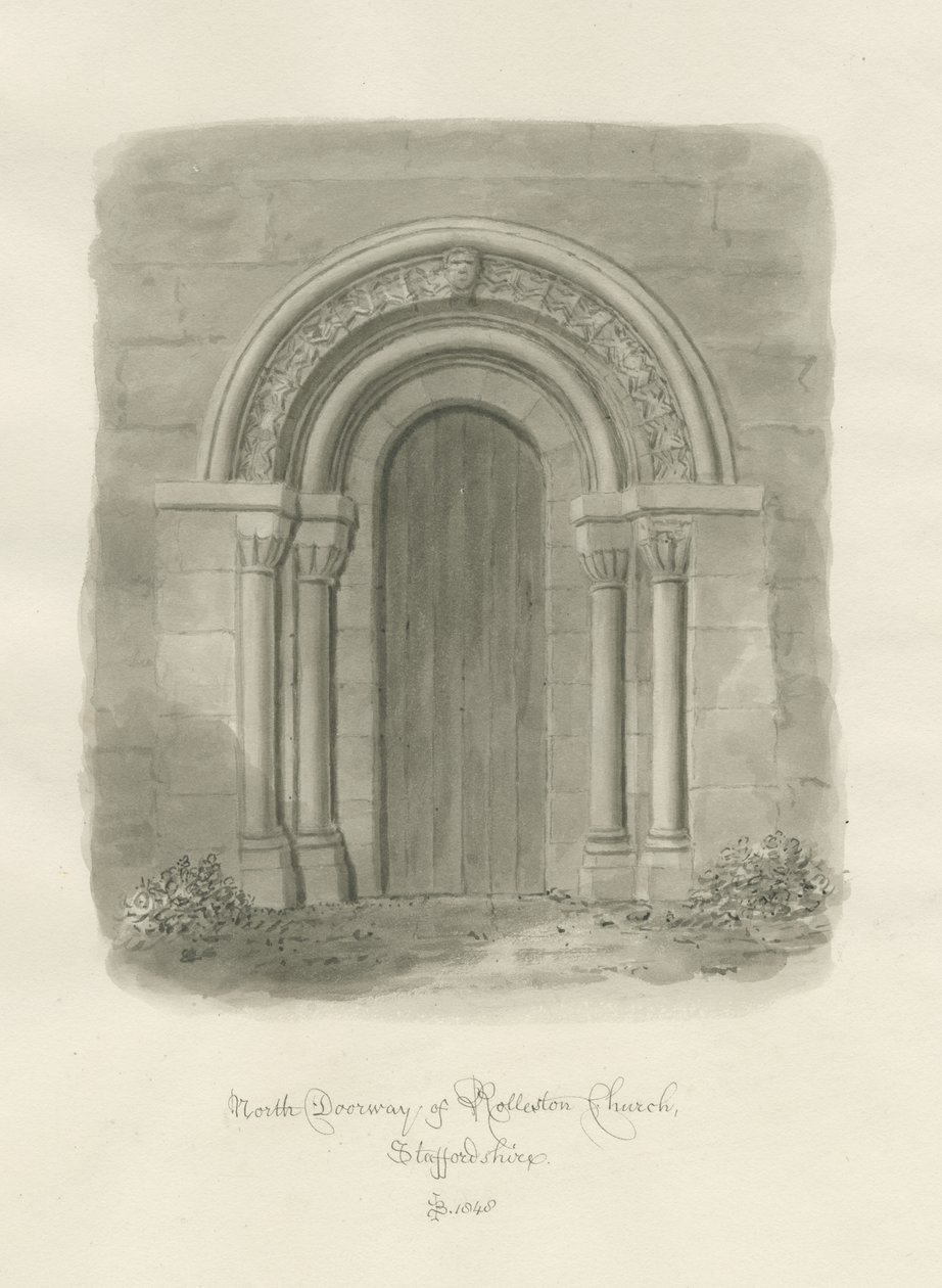Chiesa di Rolleston - Porta Nord da John Buckler
