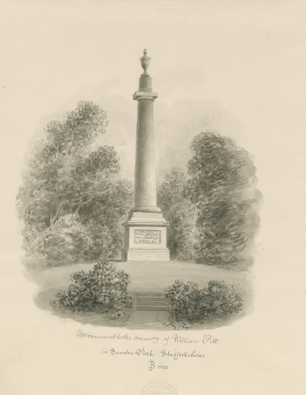 Sandon - Monumento a William Pitt da John Buckler
