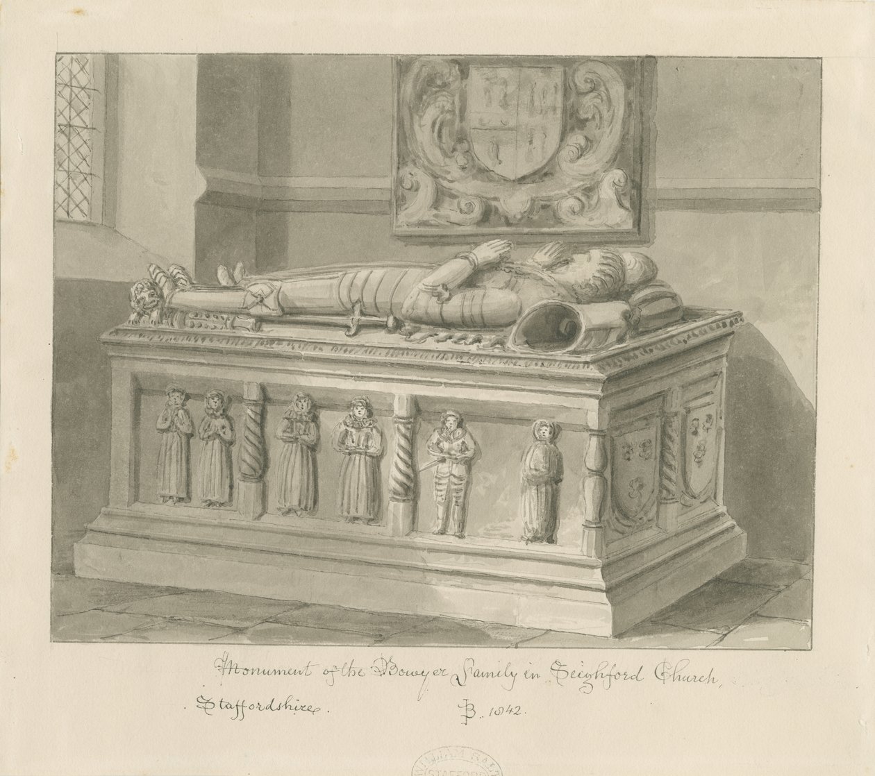 Chiesa di Seighford - Tomba di William e Mercy Bowyer da John Buckler