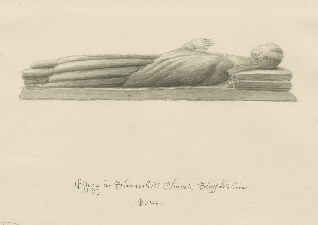 Chiesa di Shareshill - Effigie monumentale [Cassandra Swynnerton] da John Buckler